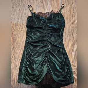 Green Velvet Minidress